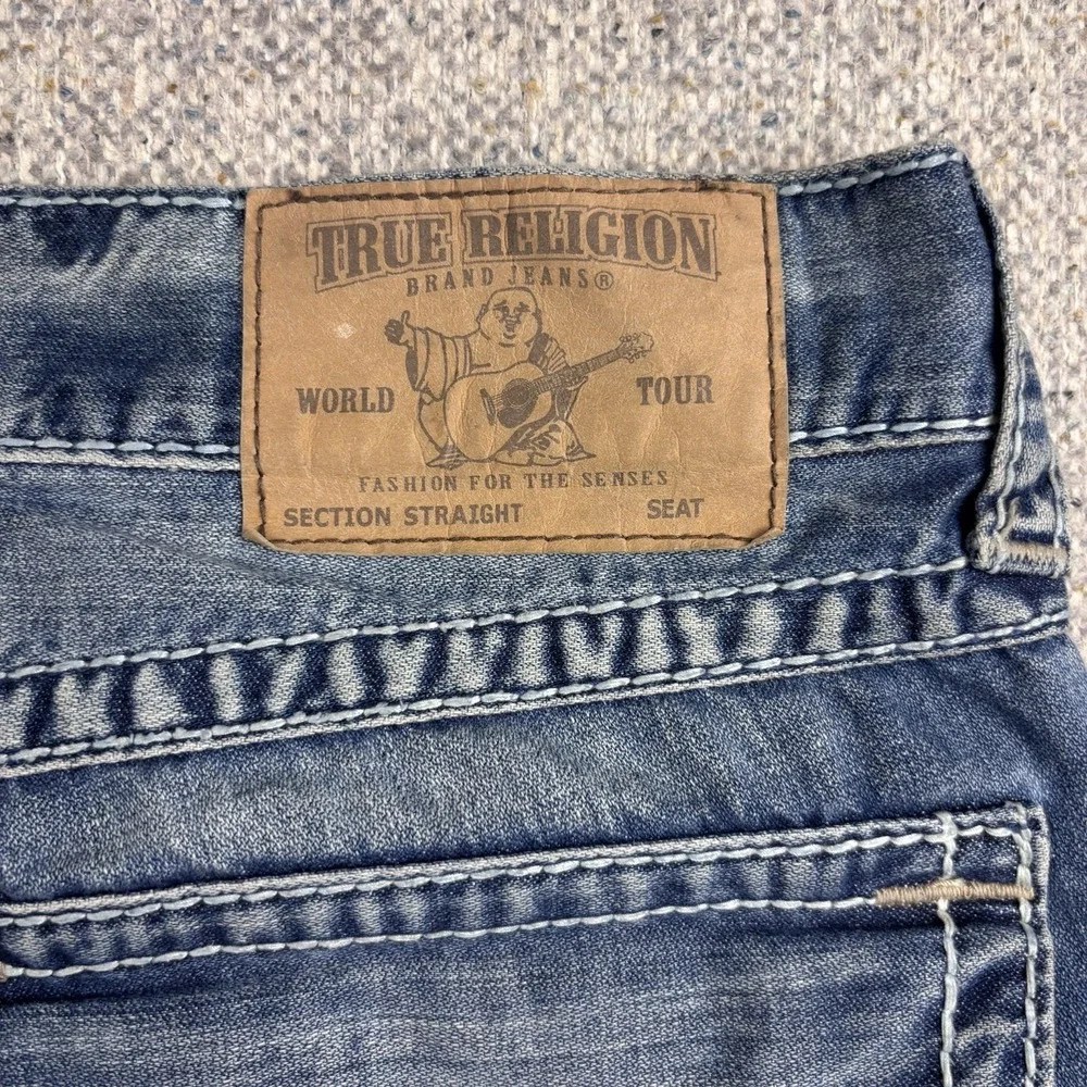 True Religion‎ World Tour Straight Leg Jeans Mens 38 Blue Flap Pocket